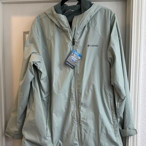 Columbia Switchback Lined Sage Green Hooded Long Jacket